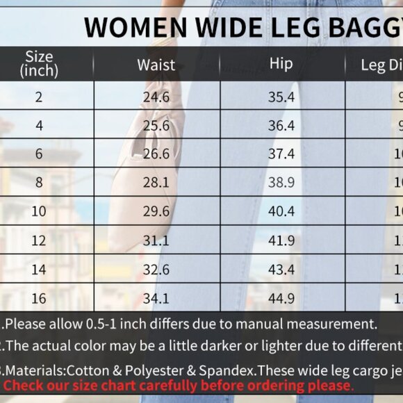 Women's Wide Leg Jeans High Waisted Carpenter Cargo Jeans Casual 90s Y2K Flap - Picture 4 of 4